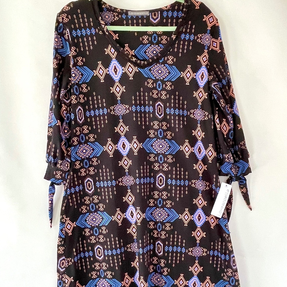 Loveappella Midi Dress - Black/Multi color - sz 10